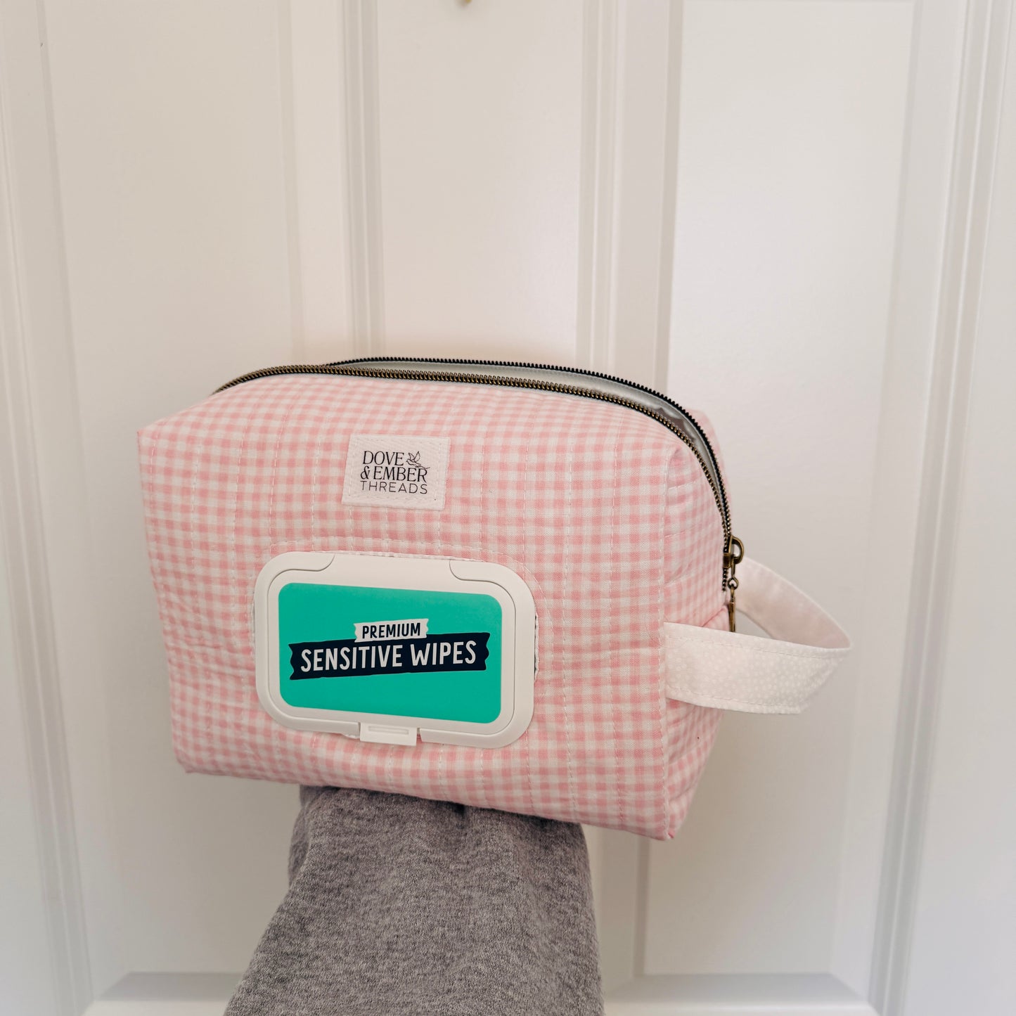 Diaper & Wipe Pouch – Pink Gingham (Limited)