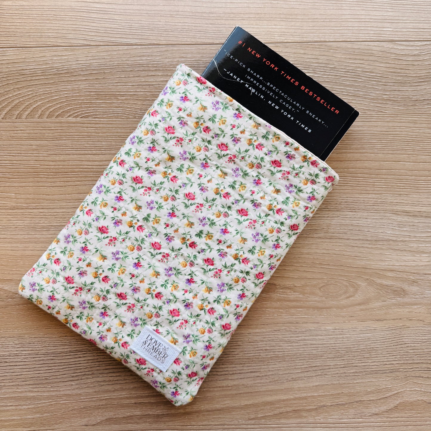 Book & E-Reader Sleeve – Wildflower/Cream Floral - Medium