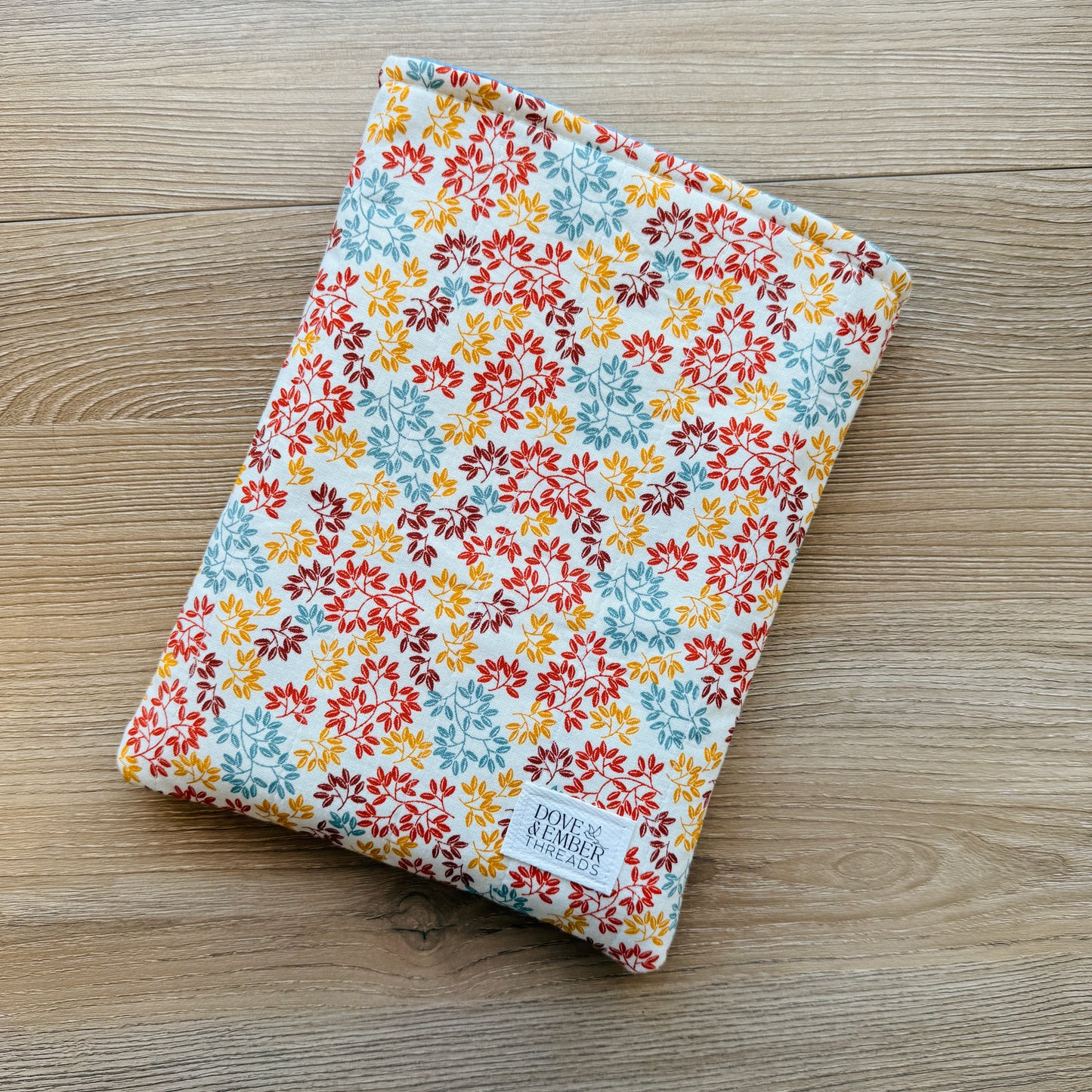 Book & E-Reader Sleeve – Autumn Bloom/Dusty Blue - Medium