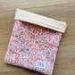 Book & E-Reader Sleeve – Pink Meadow/Cream Floral - Medium