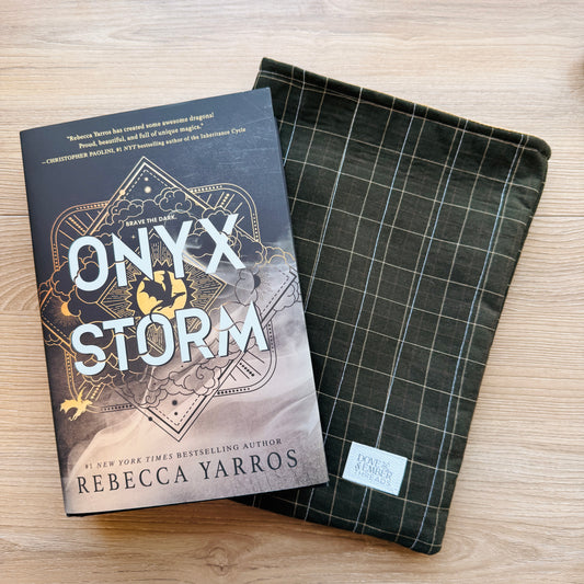 Book & E-Reader Sleeve – Army Green/Yellow Plaid - Large